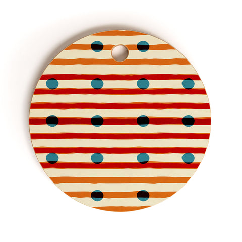 Mirimo blue dots red lines Cutting Board Round