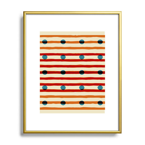 Mirimo blue dots red lines Metal Framed Art Print