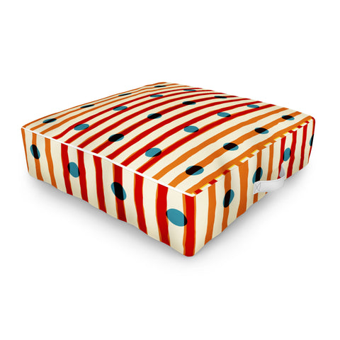 Mirimo blue dots red lines Outdoor Floor Cushion