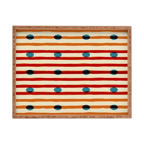 Mirimo blue dots red lines Rectangular Tray