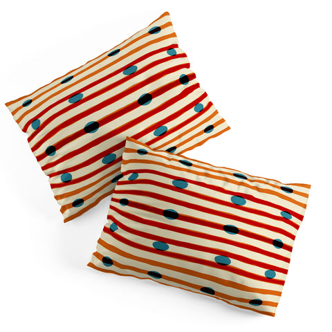 Mirimo blue dots red lines Pillow Shams