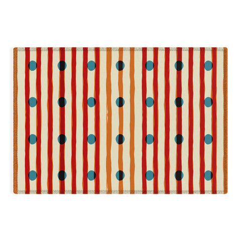 Mirimo blue dots red lines Outdoor Rug