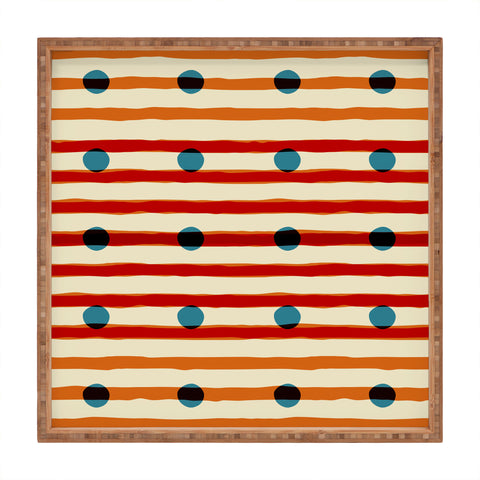 Mirimo blue dots red lines Square Tray