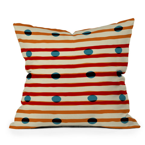 Mirimo blue dots red lines Outdoor Throw Pillow