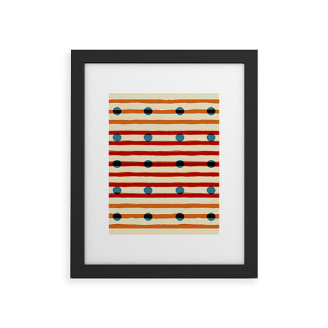 Mirimo blue dots red lines Framed Art Print