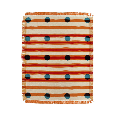 Mirimo blue dots red lines Throw Blanket