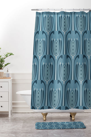 Mirimo Blue Tulips Shower Curtain And Mat