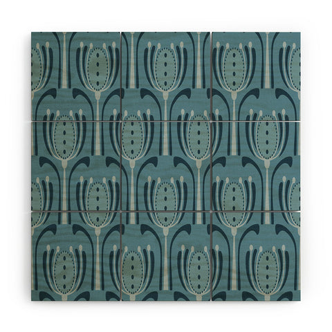 Mirimo Blue Tulips Wood Wall Mural