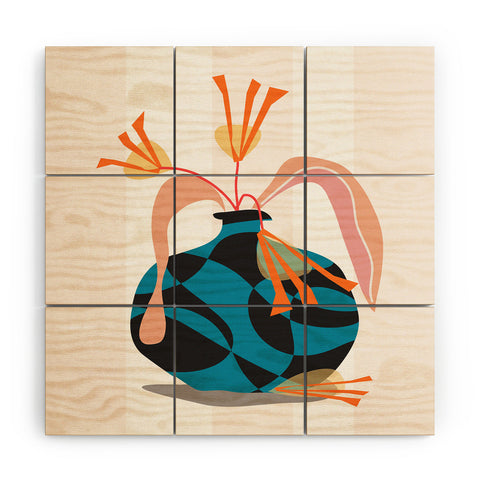 Mirimo Blue Vase Wood Wall Mural