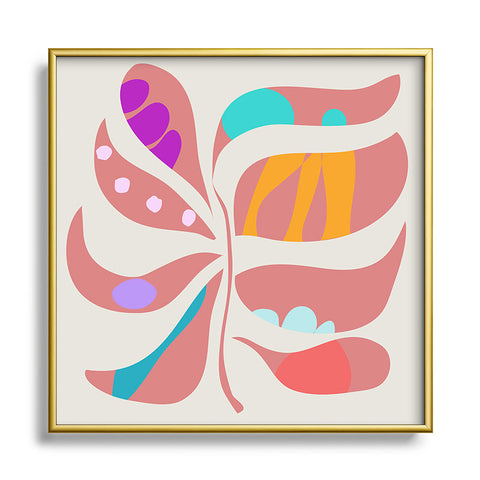 Mirimo Boho Leaf Square Metal Framed Art Print