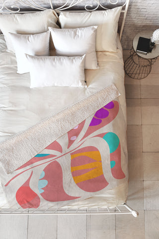 Mirimo Boho Leaf Fleece Throw Blanket