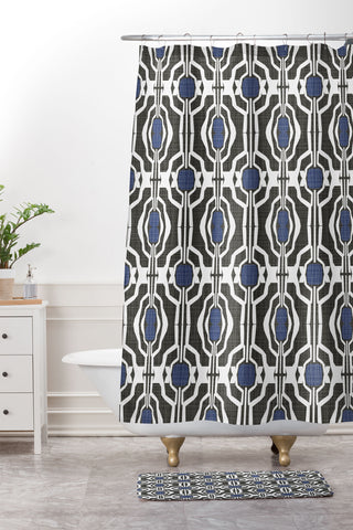 Mirimo Boke Black and Indigo Shower Curtain And Mat