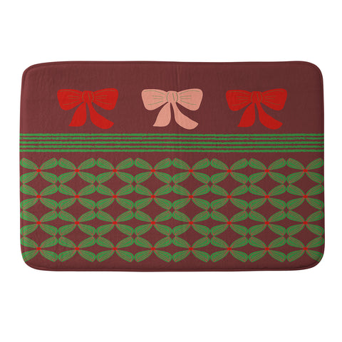 Mirimo Bows and Christmas Greens Memory Foam Bath Mat