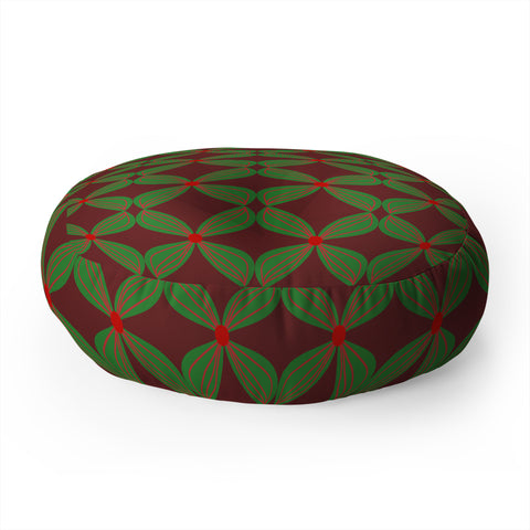 Mirimo Bows and Christmas Greens Floor Pillow Round