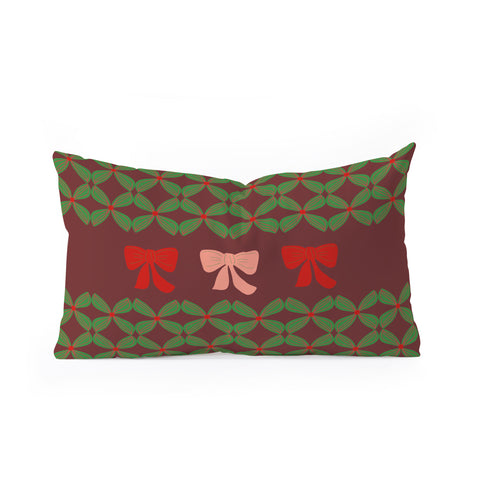 Mirimo Bows and Christmas Greens Oblong Throw Pillow