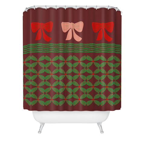Mirimo Bows and Christmas Greens Shower Curtain