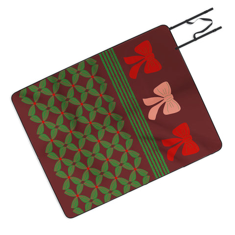 Mirimo Bows and Christmas Greens Picnic Blanket