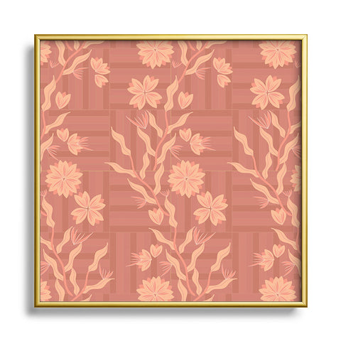 Mirimo Chinois Peach 2 Square Metal Framed Art Print