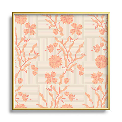 Mirimo Chinois Peach Square Metal Framed Art Print