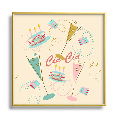 Mirimo Cin Cin Happy Party Square Metal Framed Art Print