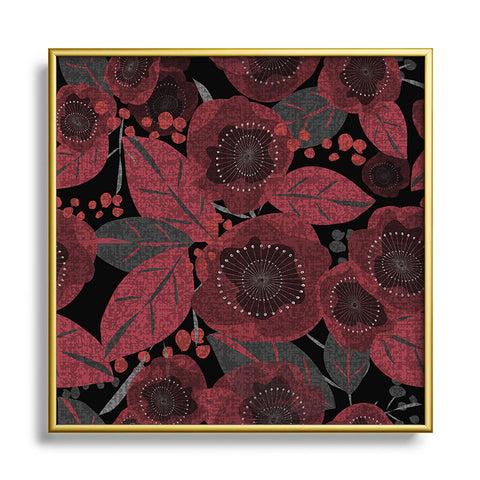 Mirimo Dark Red Romance Square Metal Framed Art Print