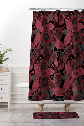 Mirimo Dark Red Romance Shower Curtain And Mat