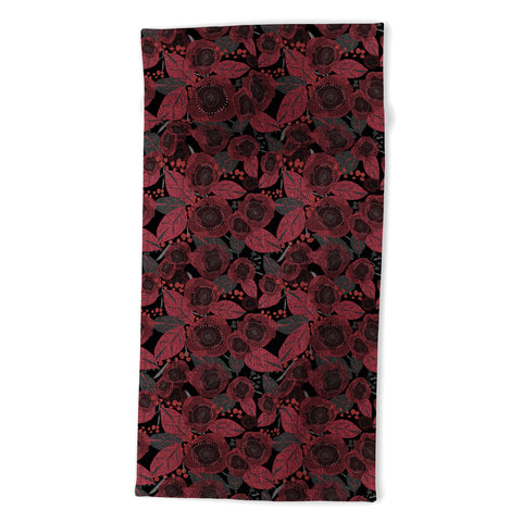 Mirimo Dark Red Romance Beach Towel