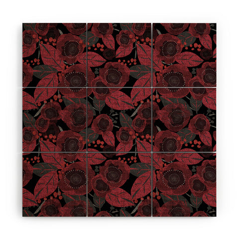 Mirimo Dark Red Romance Wood Wall Mural
