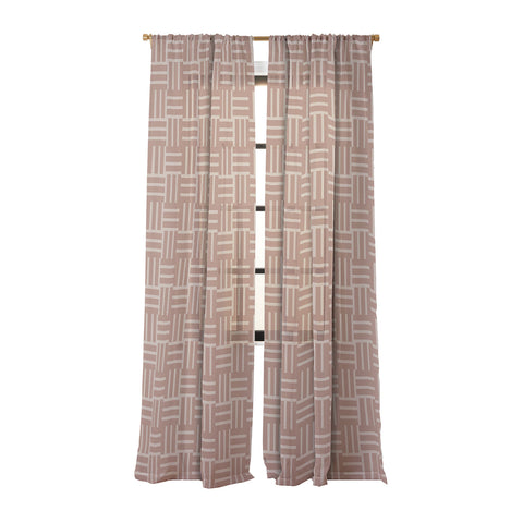 Mirimo Earthy Mocha Tiles Sheer Window Curtain