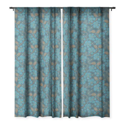 Mirimo Flora Blue Sheer Window Curtain