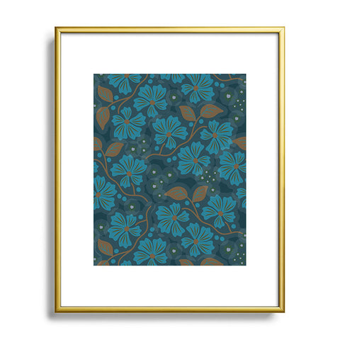 Mirimo Flora Blue Metal Framed Art Print