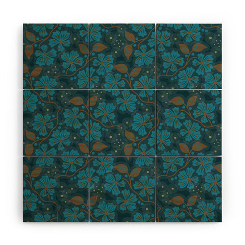 Mirimo Flora Blue Wood Wall Mural