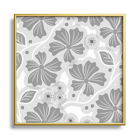 Mirimo Flora Gray Square Metal Framed Art Print