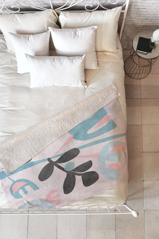 Mirimo Floral Abstract Fleece Throw Blanket