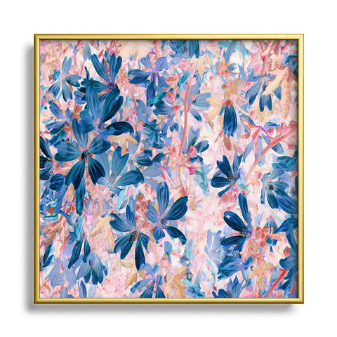 Mirimo Floralia Blue Square Metal Framed Art Print
