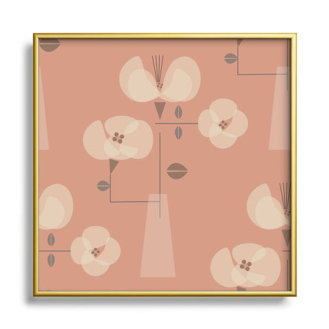 Mirimo Florentia Peach Square Metal Framed Art Print