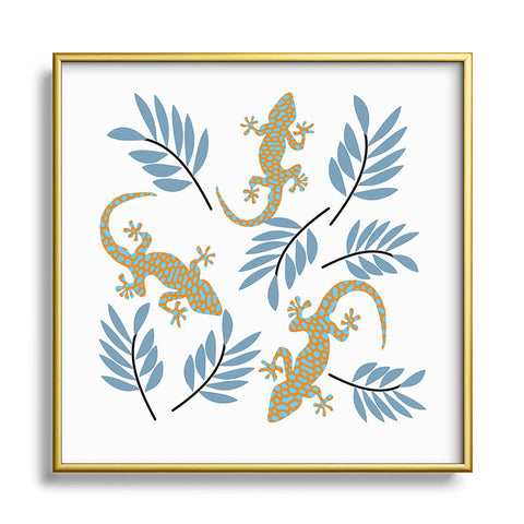 Mirimo Gecko Meeting Square Metal Framed Art Print