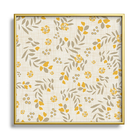 Mirimo Gold Blooms Square Metal Framed Art Print