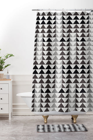 Mirimo Gray Geo Shower Curtain And Mat
