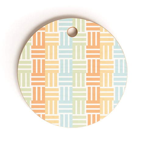 Mirimo Grid on Pastels Cutting Board Round