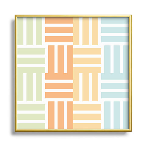 Mirimo Grid on Pastels Square Metal Framed Art Print