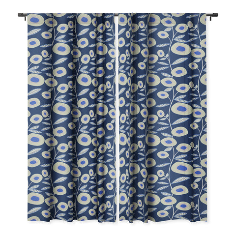 Mirimo Groovy Blooms Indigo Blackout Window Curtain