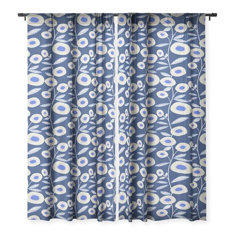 Mirimo Groovy Blooms Indigo Sheer Window Curtain