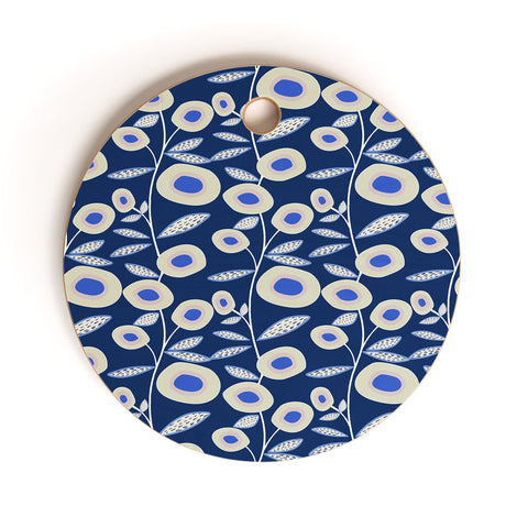 Mirimo Groovy Blooms Indigo Cutting Board Round