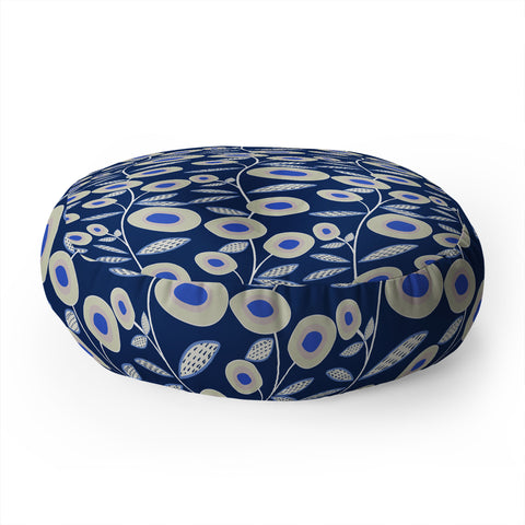 Mirimo Groovy Blooms Indigo Floor Pillow Round