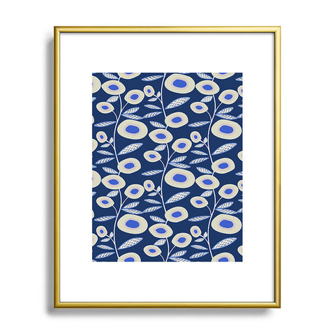 Mirimo Groovy Blooms Indigo Metal Framed Art Print