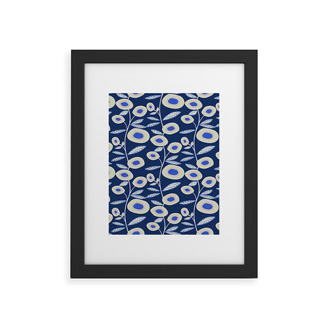 Mirimo Groovy Blooms Indigo Framed Art Print
