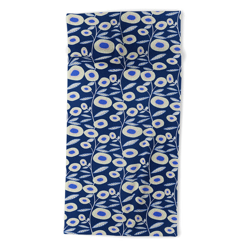 Mirimo Groovy Blooms Indigo Beach Towel