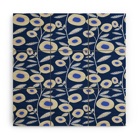Mirimo Groovy Blooms Indigo Wood Wall Mural