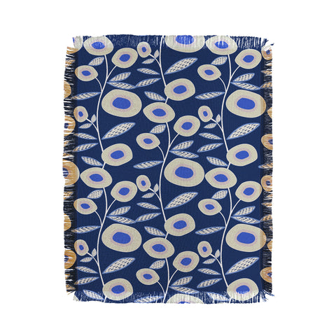 Mirimo Groovy Blooms Indigo Throw Blanket